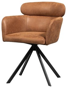 Scaun de dining maro coniac cu cotiere tapițat Fenne – WOOOD