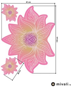 Autocolante de perete - Mandala de lotus roz