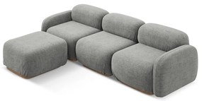 Colțar modular gri cu tapițerie din țesătură bouclé Ailani – Makamii