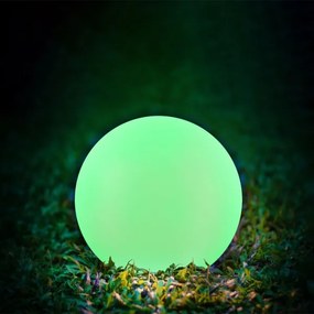 Lampă solară LED RGBW BALL 30 cm, 3,2V 500 mAh, IP65 + telecomandă