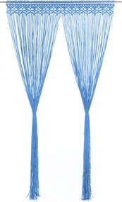 vidaXL Perdea macrame, albastru, 140 x 240 cm, bumbac