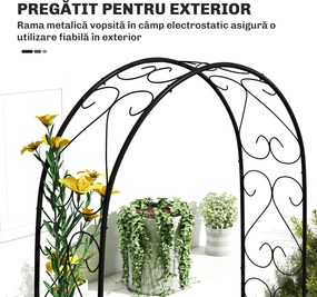 Outsunny Arcadă de Grădină Arcadă de Trandafiri Stil Fier Forjat dim. 125L x 37l x 230H cm oţel epoxid Negru pentru plante căţărătoare | Aosom Romania