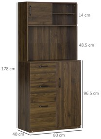 Dulap Modern HOMCOM cu 3 Sertare si Dulapioare din lemn, 80x40x178 cm | AOSOM RO