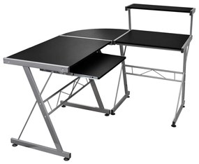 vidaXL Birou de computer colțar, negru, 132x112x99 cm, lemn prelucrat