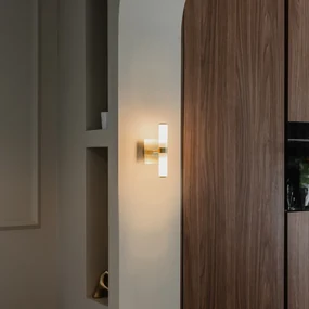 Lampă de perete inteligentă pentru baie, aurie, IP44, cu 2 lumini, incluzând 2 Wifi G9 - Bath
