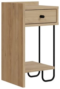 Noptieră în culoare naturală cu rafturi cu aspect de lemn de stejar Mercure – Marckeric