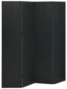 3095193 vidaXL Paravane de cameră cu 4 panouri, 2 buc., negru, 160x180cm, oțel