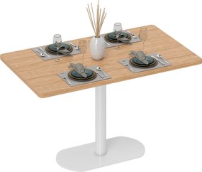 HOMCOM Masă dreptunghiulară pentru 6 persoane, 120 x 70 x 75 cm, masă de bucătărie cu picior central și blat gros stejar alb | Aosom Romania