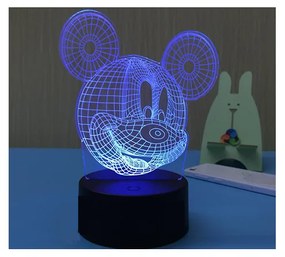 Lampa 3D LED - Mickey Mouse -luminata cu telecomanda