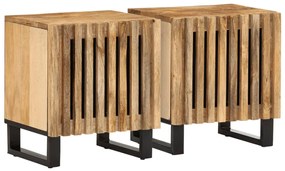 vidaXL Noptiere, 2 buc., 40x34x46 cm, lemn masiv de mango brut