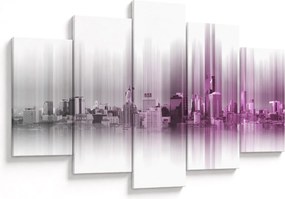 Tablou - Panorama orașului, roz-gri (150x105 cm)