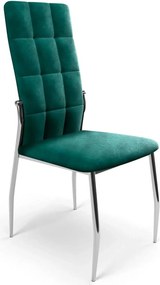 Scaun tapitat K416, verde inchis/crom, stofa catifelata/metal, 43x54x1