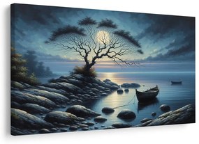 Tablou bărci sub lumina lunii