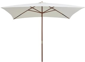 Umbrela de soare cu stalp de lemn, 200 x 300 cm, alb crem Crem