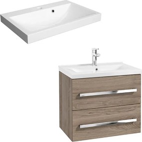 Set dulap baza suspendat Defra Granada nuc rockford cu lavoar compozit Olex 60