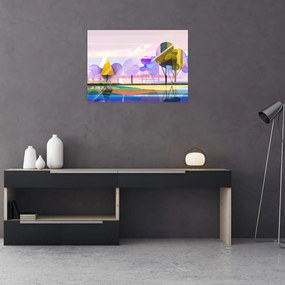 Tablou pe sticlă - Peisaj, abstracție (70x50 cm)