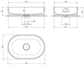 OMNIRES OVOUNBM - Lavoar pe blat OVO 55x36 cm dolomit alb mat