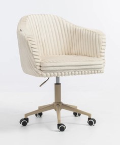 HR832K Scaun Cappuccino Teddy Cord cu Bază Crem