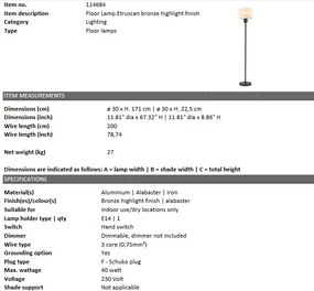 Lampadar/ Lampa de podea design LUX Etruscan, bronz 114684 HZ