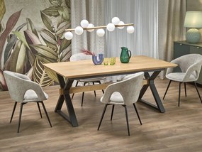 Masă de sufragerie Hendry (stejar + negru) (pentru 8 și mai multe persoane). Promo -6%. 1092396