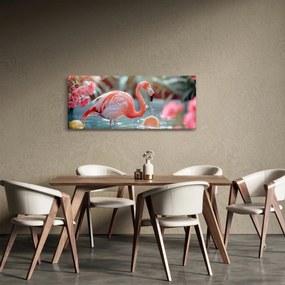 Tablou - Flamingo în iaz (120x50 cm)
