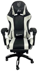 JAKS SCAUN GAMING REGLABIL ECO PIELE NEGRU-ALBA FG-02