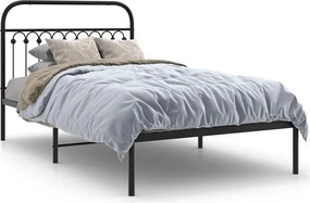 vidaXL Cadru de pat din metal cu tăblie, negru, 107x203 cm