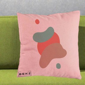 Perna Decorativa Abstract Forme Fluide Coral, 40x40 cm, Roz, Husa Detasabila, Perna Inclusa, BEKZ®