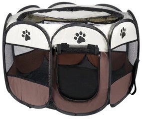 Tarc pentru animale de companie, Artool, textil, pliabil, acoperis detasabil, maro si bej, 91x91x58 cm