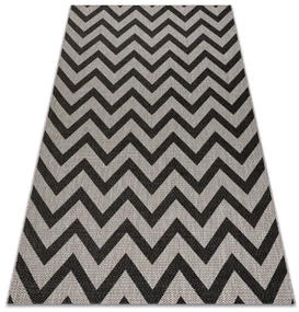 Covor sisal Floorlux 20340 argint si negru Zig Zag
