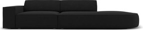 Canapea 3 locuri cotiera dreapta, Jodie, Micadoni Home, BL, forma rotunjita, 262x102x70 cm, poliester, negru