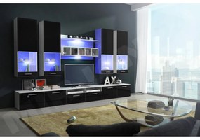 Mobilier living Octavia II (Alb + Negru lucios ). 1058182