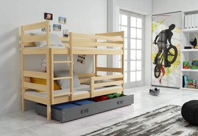 Expedo Pat supraetajat RAFAL 2 + SD + saltea + somieră GRATIS, 80x190 cm, pin, grafit