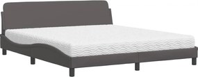 vidaXL Pat cu saltea, Dover, gri, 180x200 cm, piele ecologică