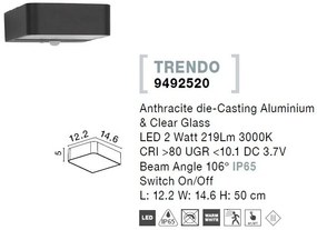 Aplica cu senzor de miscare, pentru iluminat exterior IP65 TRENDO