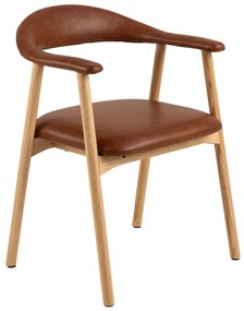 Scaun de dining maro coniac/în culoare naturală din imitație de piele Addi – Actona