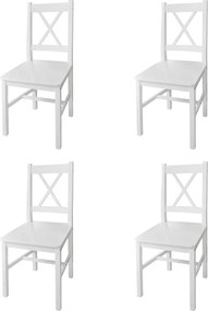 vidaXL Scaune de bucătărie, 4 buc., alb, lemn de pin