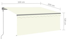 Copertina retractabila automat cu stor, crem, 3,5x2,5 m Crem, 3.5 x 2.5 m