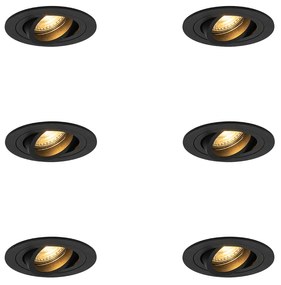 Set de 6 spoturi încastrate moderne negre - Rondoo