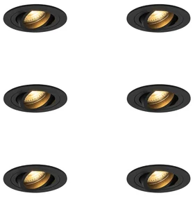 Set de 6 spoturi încastrate moderne negre - Rondoo