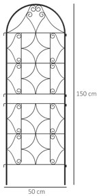 Outsunny Suport pentru plante cățărătoare cu model lot de 2 treic de grădină pentru vițe flori legume metal 50 x 150 cm negru | Aosom Romania