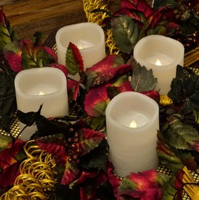 Set decorativ cu LED-uri de 4 lumânări de Advent, alb