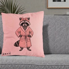 Perna Decorativa Albinuta Kawaii Vesela, 40x40 cm, Roz, Husa Detasabila, Perna Inclusa, BEKZ®