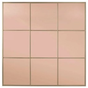 Oglinda patrata tip fereasta cu rama aurie din metal si sticla bronz, 90x90 cm, Planet Bizzotto