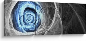 Tablou - Abstract Rose Blue (cu ceas) (90x30 cm)