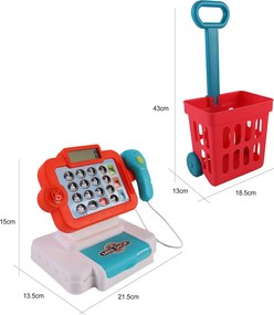 Casierie pentru magazin de jucării cu cărucior de cumpărături, 32 buc
