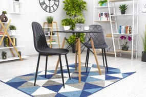 OFERTA Scaun din catifea gri inchis ASTI cu picioare negre categoria a II-a