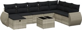 vidaXL Set canapele de grădină cu perne, 9 piese gri deschis poliratan