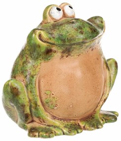 Decorațiune de grădină din ceramică Broască drăguță, 13 x 10 x 12 cm, 13 cm