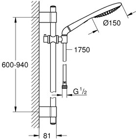 Grohe Rainshower Solo 150 Set dus cu bara 90 cm